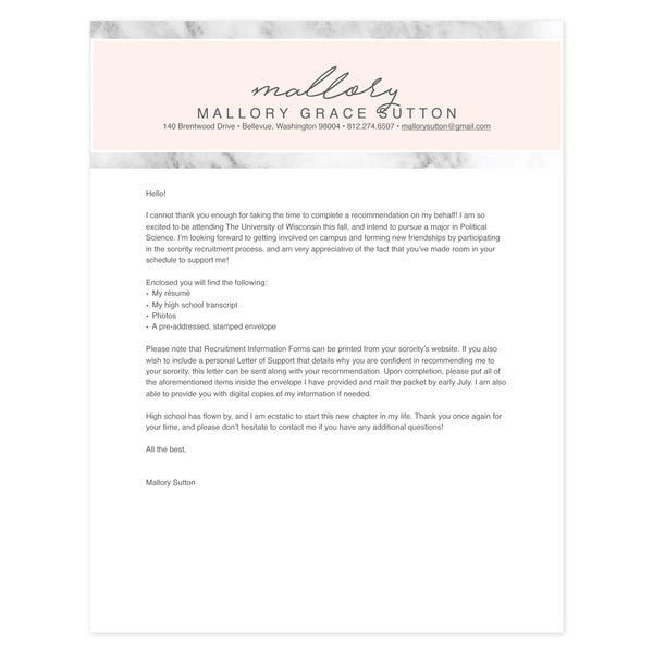 Cover letter template