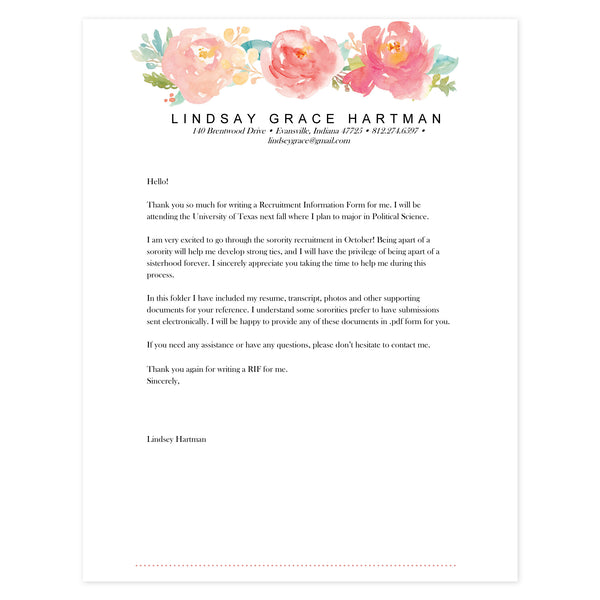 Cover letter template