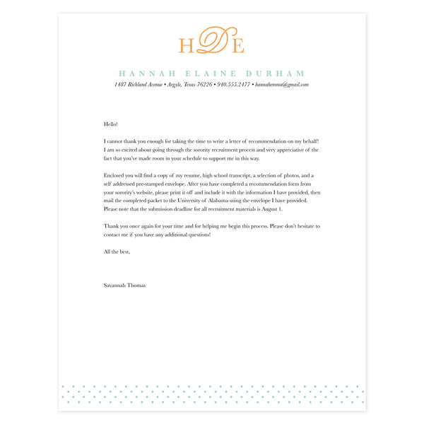 Cover letter template