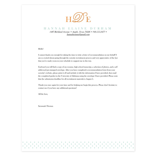 Cover letter template
