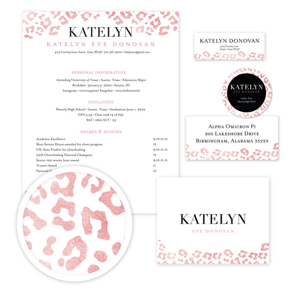 Cheetah Glimmer Editable Sorority Packet Template