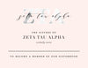 Zeta Tau Alpha Marble & Blush Bid Card
