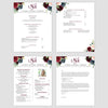 From top left (clockwise) 1st page of multi-page resume, 2nd page of multi-page resume, Single-page resume, Cover letter