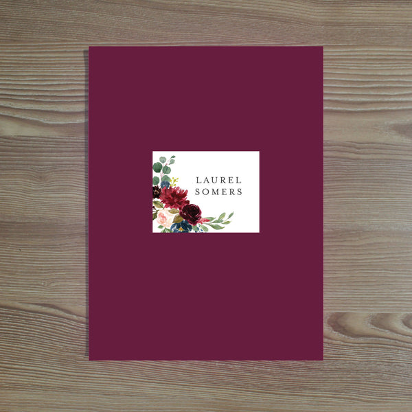 Moody Garden folder sticker shown on Wine pocket folder