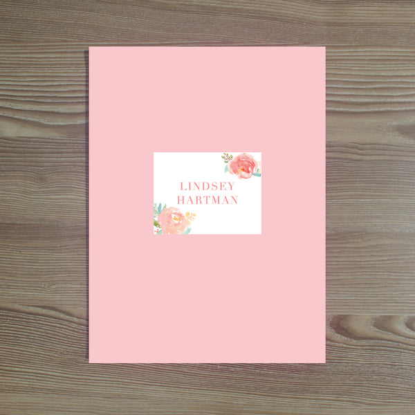 Peony Garden folder sticker shown on White pocket folder