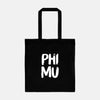 Phi Mu Black and White Greek Tote