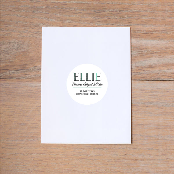 Preppy Name personal sticker shown in Sea Glass & Pewter