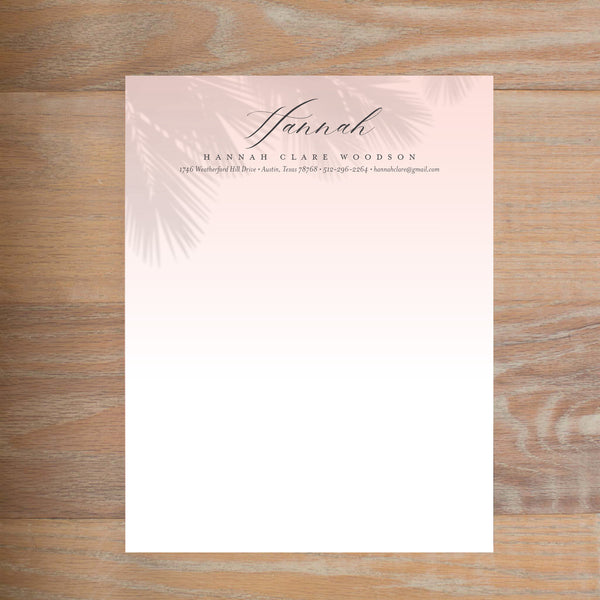 Palm Shadows social resume letterhead without formatting
