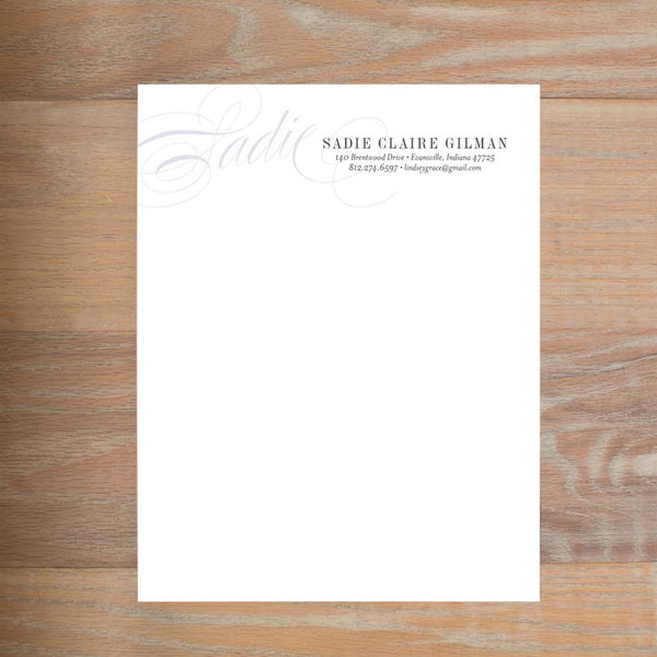 Elegant Script social resume letterhead without formatting shown in Plum