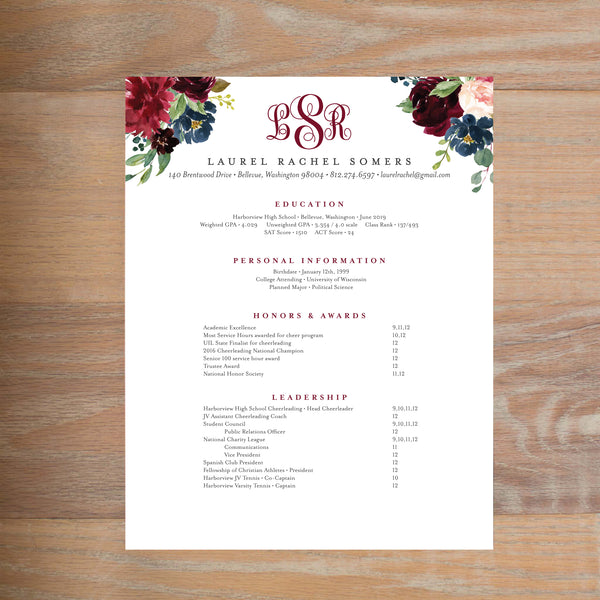 Moody Garden resume shown with full formatting