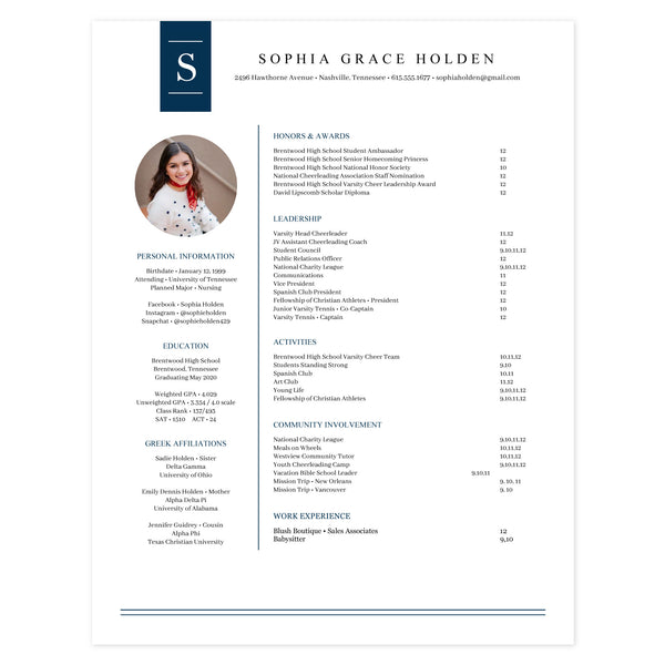 Multi-page resume (1st page) template