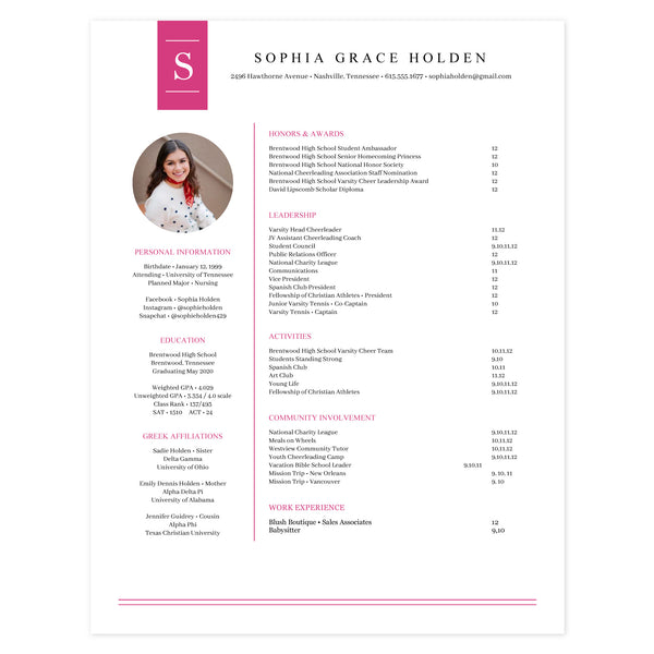 Multi-page resume (1st page) template