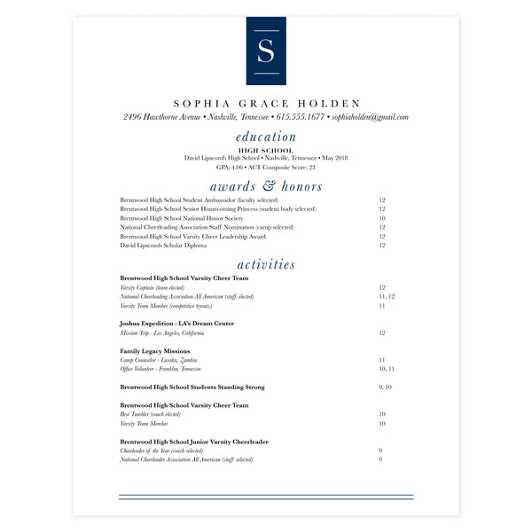 Multi-page resume (1st page) template