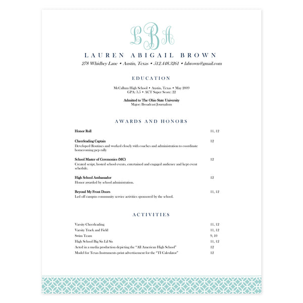 Multi-page resume (1st page) template