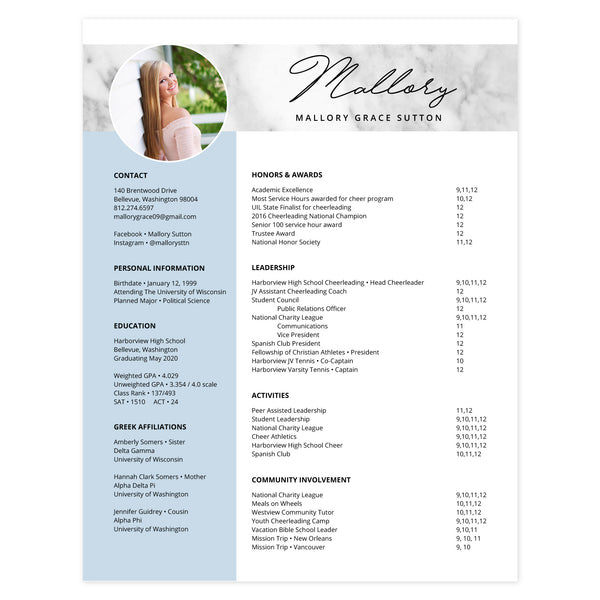 Cloud Multi-page resume (1st page) template