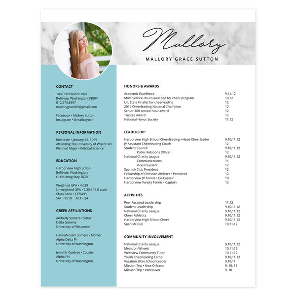 Pool Multi-page resume (1st page) template