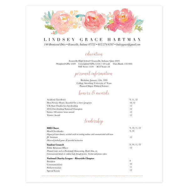Multi-page resume (1st page) template