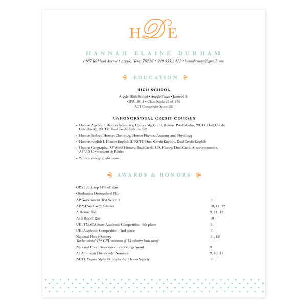 Multi-page resume (1st page) template