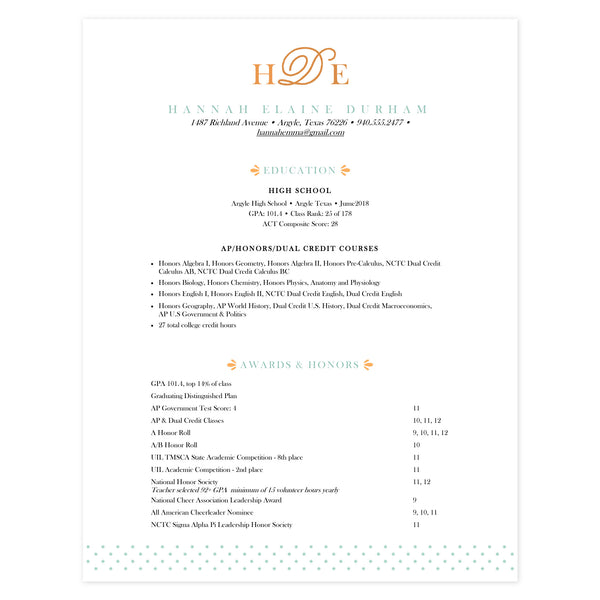Multi-page resume (1st page) template