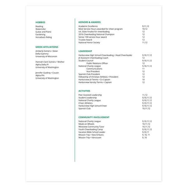 Kelly Green Multi-page resume (2nd page) template