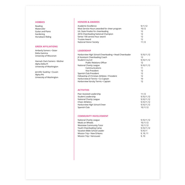 Peony Multi-page resume (2nd page) template