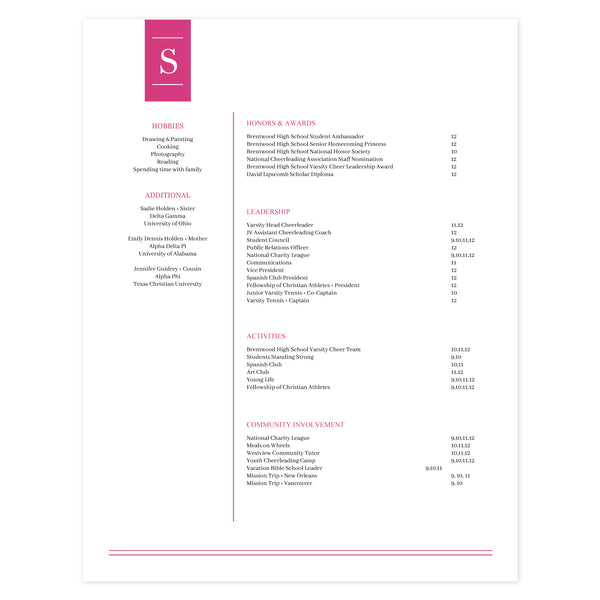 Multi-page resume (2nd page) template