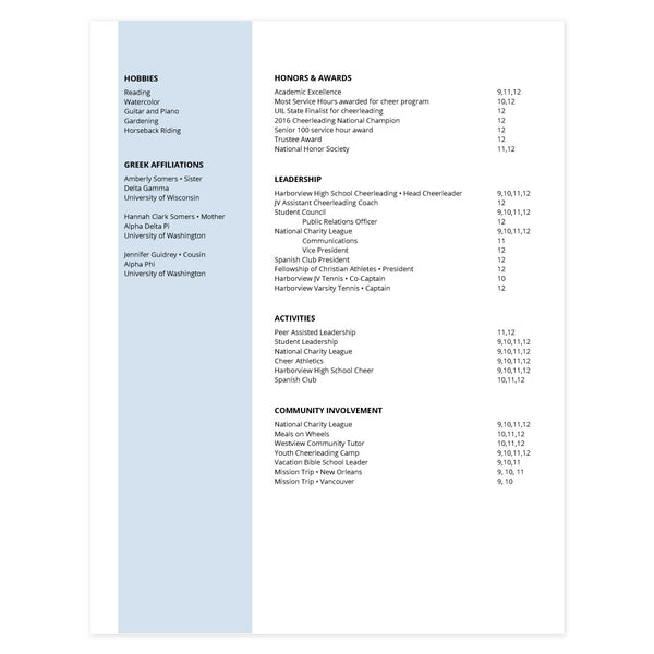 Bluebell Multi-page resume (2nd page) template