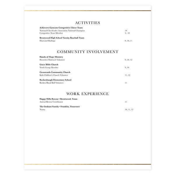 Multi-page resume (2nd page) template