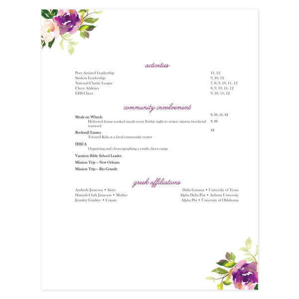 Multi-page resume (2nd page) template