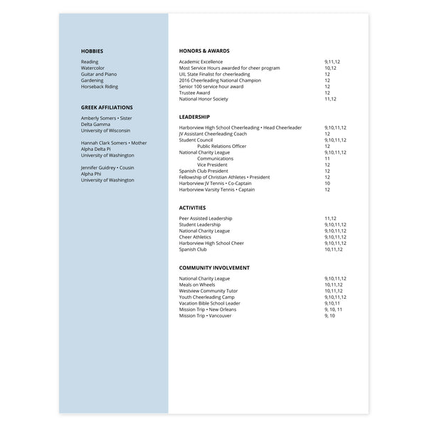 Cloud Multi-page resume (2nd page) template