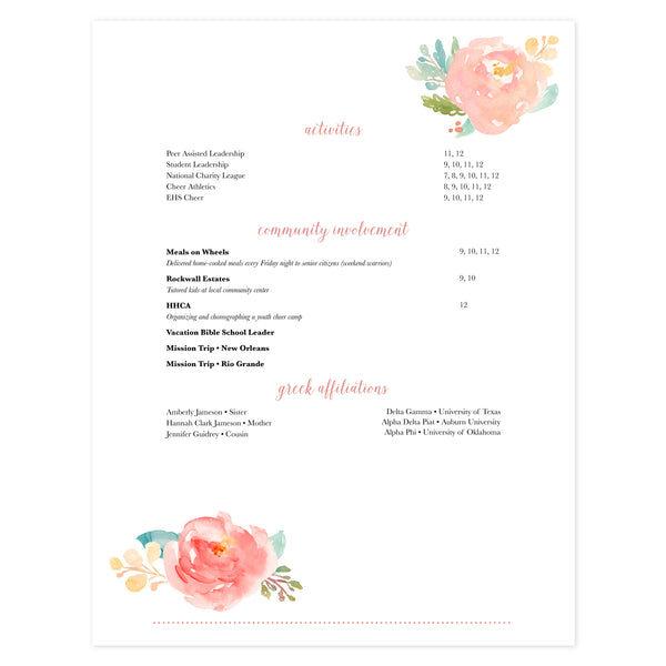Multi-page resume (2nd page) template
