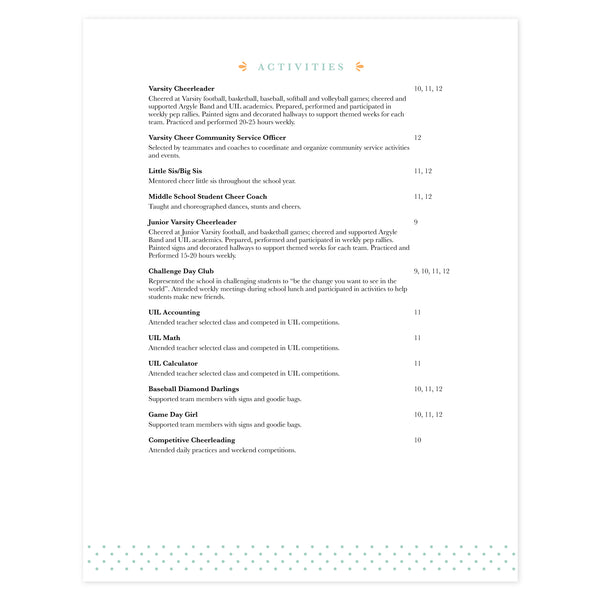 Multi-page resume (2nd page) template