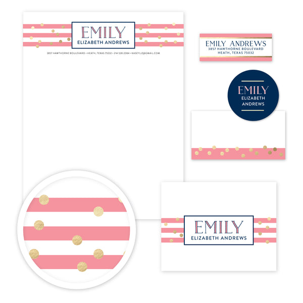 Confetti Stripes Stationery Set - Large