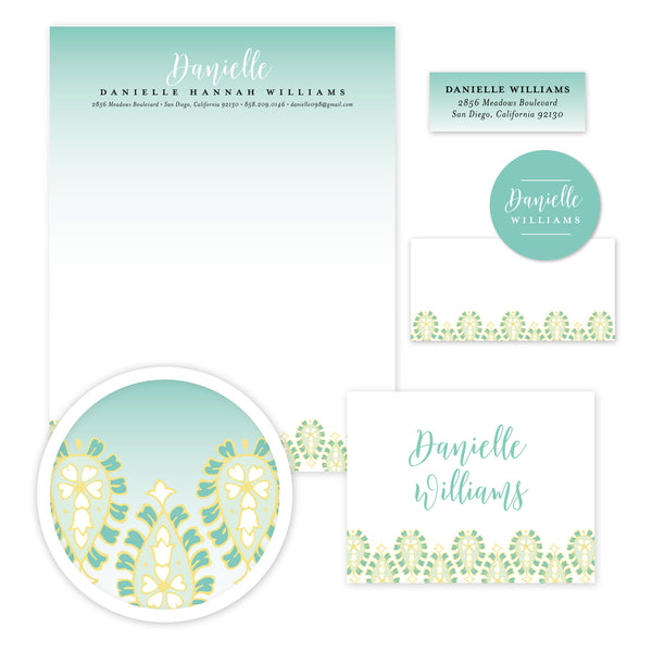 Fresh Paisley Stationery Set - Large