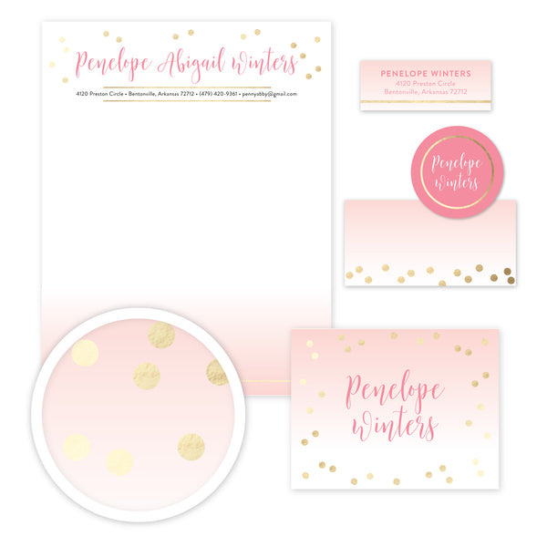 Gradient Confetti Stationery Set - Large
