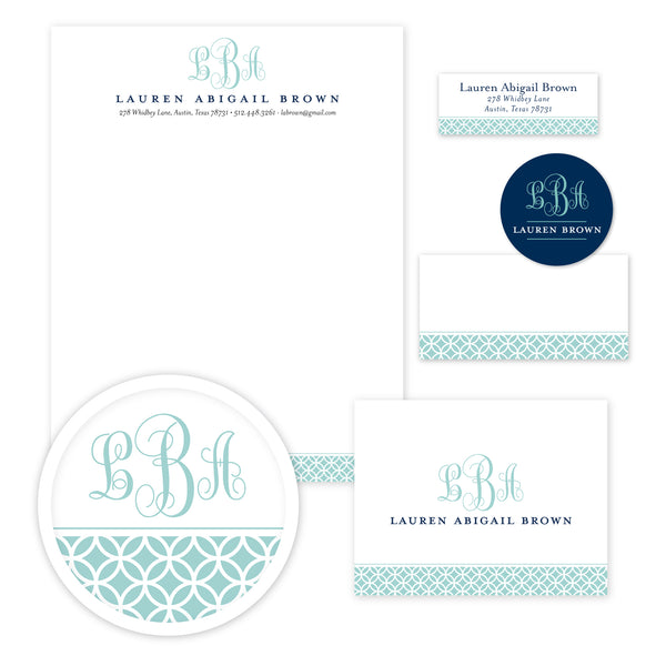 Lattice Monogram Stationery Set - Large