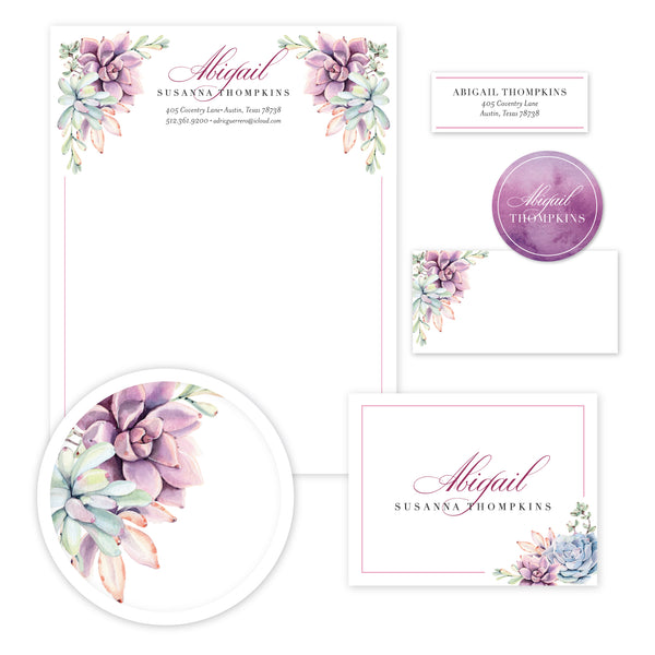 Soft Succulents Stationery Set - Large