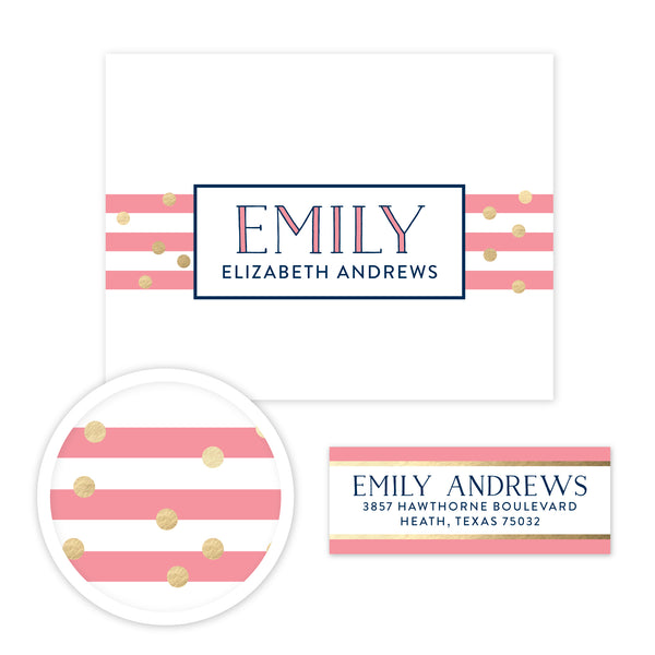 Confetti Stripes Stationery Set - Small