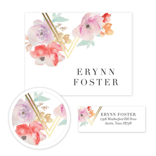Geometric Bouquet Stationery Set - Small