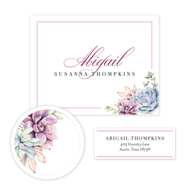 Soft Succulents Stationery Set - Small