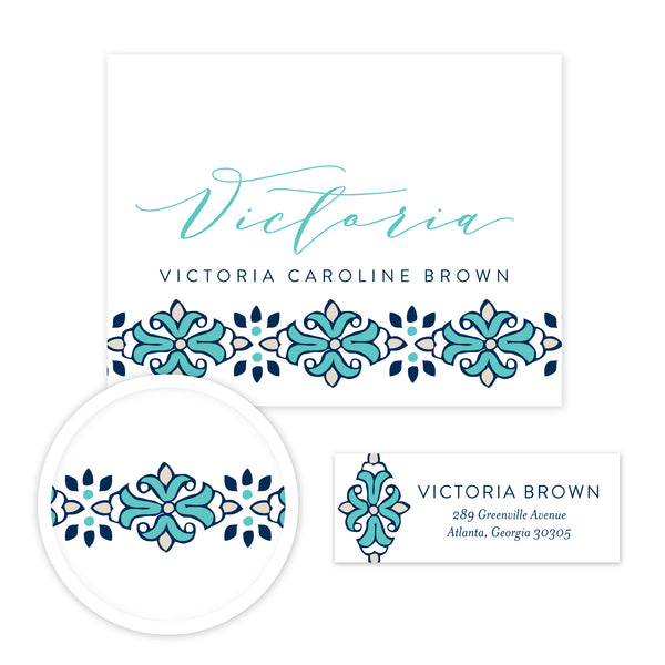 Tile Border Stationery Set - Small