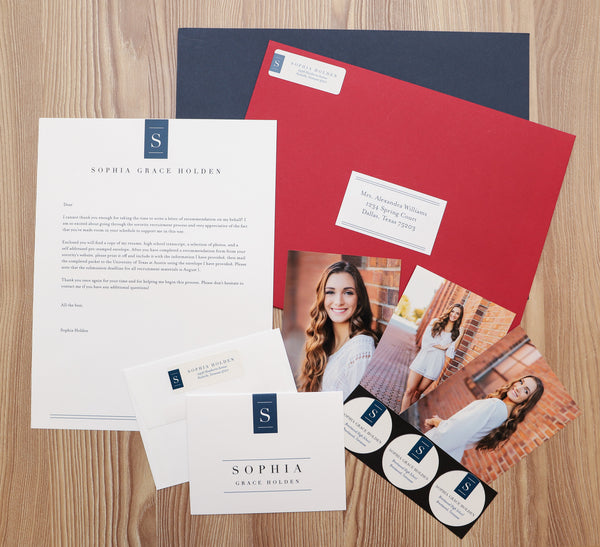 Chic Initial sorority packet shown with Red presentation envelope