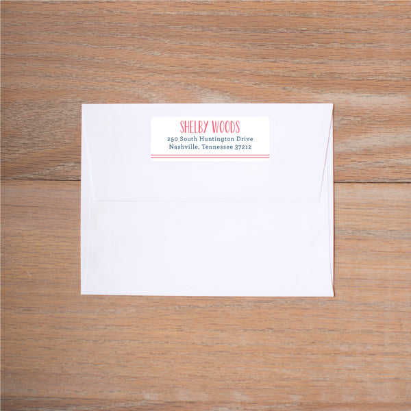Simply Preppy (Home) Address Label shown in Strawberry & Night