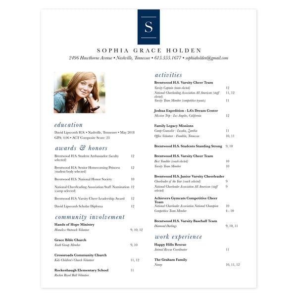 Single-page resume template