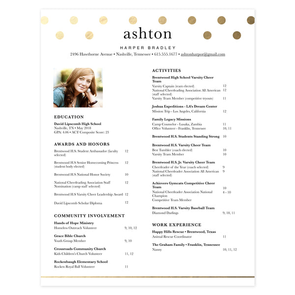 Single-page resume template