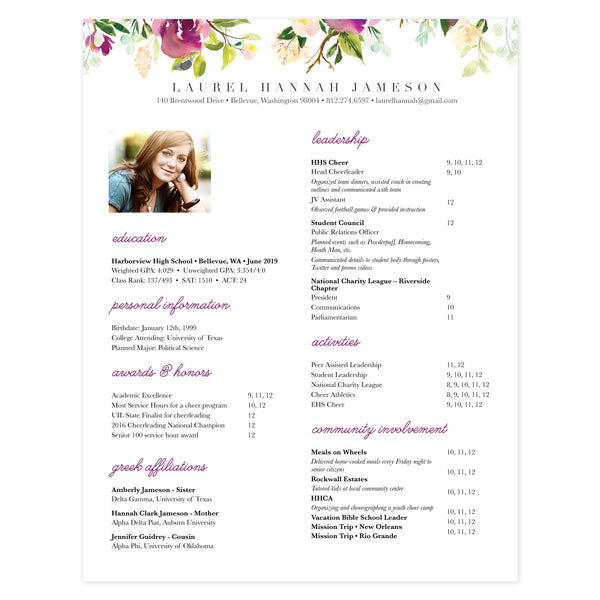 Single-page resume template