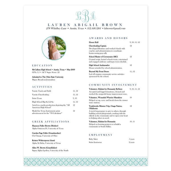 Single-page resume template