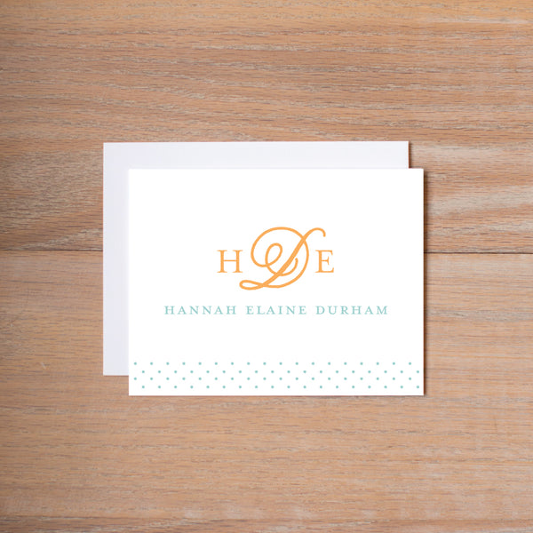 Sweet Monogram personal note card (if you choose to print with us, you will also receive envelopes with your note cards)