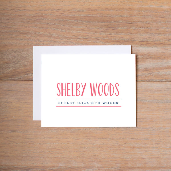 Simply Preppy personal note card (if you choose to print with us, you will also receive envelopes with your note cards)