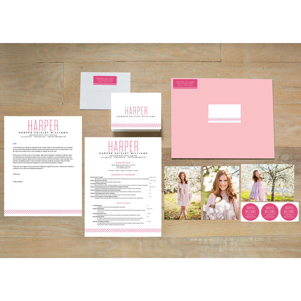 Big Name Sorority Packet shown in Peony & Black with Blossom Envelope